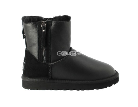 Mini Double ZIP Metallic Black