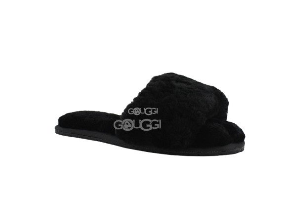 Fluff Slide Slippers Black