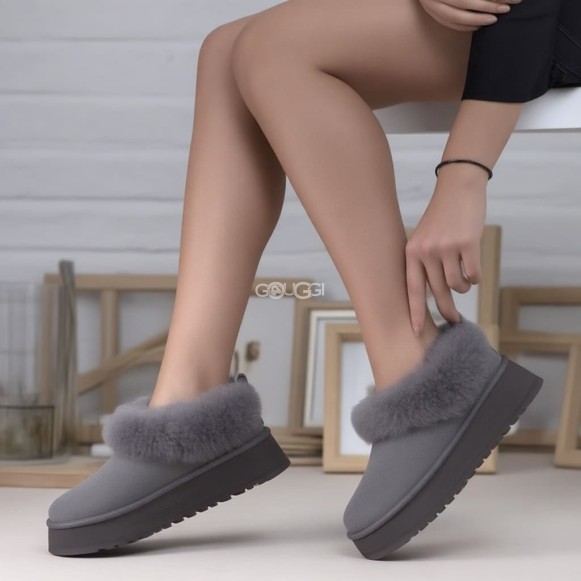 Женские слипоны на платформе Ugg Platform Tazzelle Grey