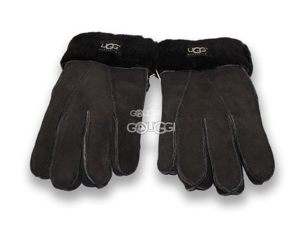 Меховые перчатки мужские Suede Black-1